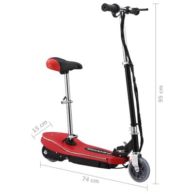 vidaXL Patinete para niños con asiento y LED rojo 120 W