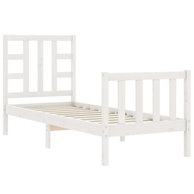 vidaXL Estructura de cama individual con cabecero madera maciza blanco