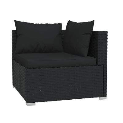 vidaXL Set de muebles de jardín 6 pzas y cojines ratán sintético negro