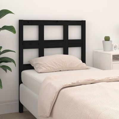 vidaXL Cabecero de cama madera maciza de pino negro 95,5x4x100 cm