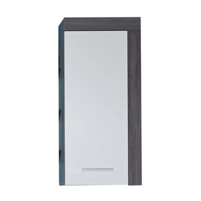 Trendteam Armario de pared para baño Miami blanco y plata ahumado