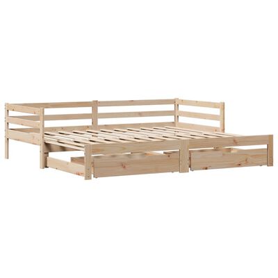 vidaXL Sofá cama nido con cajones madera maciza pino blanca 80x200 cm