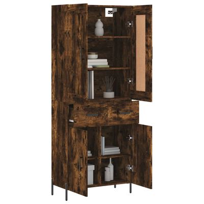 vidaXL Aparador alto madera contrachapada roble ahumado 69,5x34x180 cm