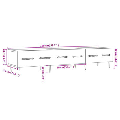 vidaXL Mueble para TV madera de ingeniería gris hormigón 150x36x30 cm