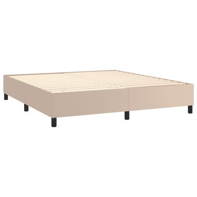 vidaXL Cama box spring con colchón cuero sintético capuchino 160x200cm