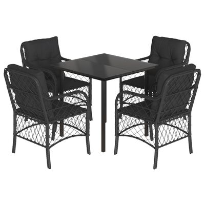 vidaXL Set de muebles jardín 5 pzas con cojines ratán sintético negro