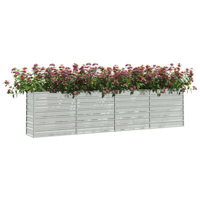 vidaXL Arriate de acero galvanizado plateado 320x40x77 cm