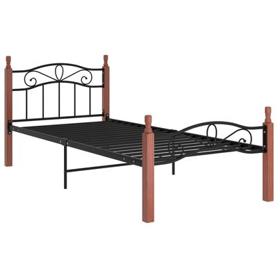 vidaXL Estructura cama sin colchón metal madera roble negro 90x200 cm