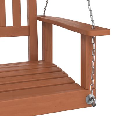 vidaXL Silla columpio jardín con cadenas de metal madera abeto marrón