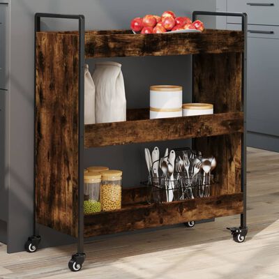 vidaXL Carrito de cocina madera ingeniería roble ahumado 70x30x82 cm