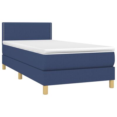 vidaXL Cama box spring con colchón tela azul 100x200 cm