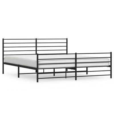 vidaXL Estructura cama sin colchón con estribo metal negro 200x200 cm