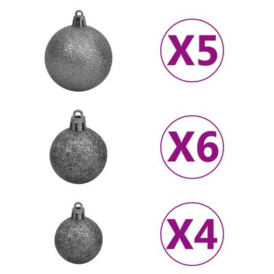 vidaXL Árbol de Navidad artificial con luces y bolas 620 ramas 180 cm