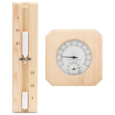 vidaXL Higrotermógrafo y reloj de arena para sauna 2 en 1 madera pino