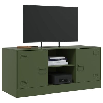 vidaXL Mueble de TV de acero verde oliva 99x39x44 cm