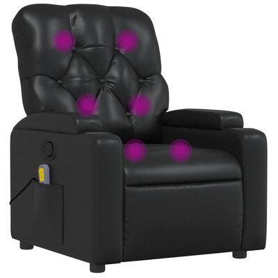 vidaXL Sillón de masaje reclinable cuero sintético negro