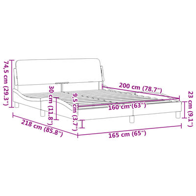 vidaXL Estructura cama cabecero cuero sintético blanco negro 160x200cm