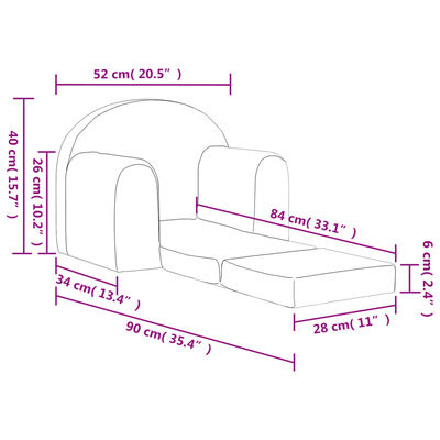 vidaXL Sofá cama infantil felpa suave gris claro