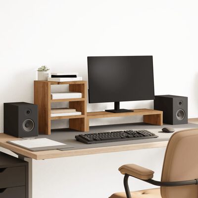 vidaXL Soporte de monitor con organizador escritorio madera artisian