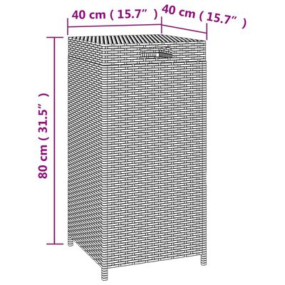 vidaXL Cubo de basura ratán sintético marrón 40x40x80 cm