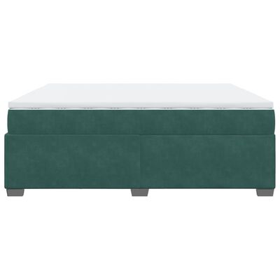 vidaXL Cama box spring con colchón terciopelo verde oscuro 200x200 cm