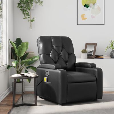 vidaXL Sillón de masaje reclinable cuero sintético negro