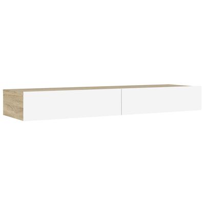 vidaXL Mueble de TV con luces LED blanco y roble Sonoma 120x35x15,5 cm