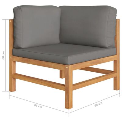 vidaXL Set de muebles de jardín 6 pzas madera de teca y cojines gris