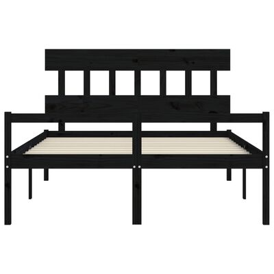 vidaXL Cama matrimonio personas mayores cabecero madera maciza negro