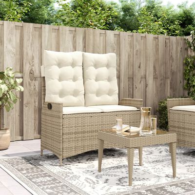 vidaXL Sillón reclinable de jardín con cojines ratán sintético beige