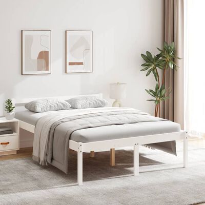 vidaXL Cama para personas mayores madera maciza pino blanca 120x190 cm