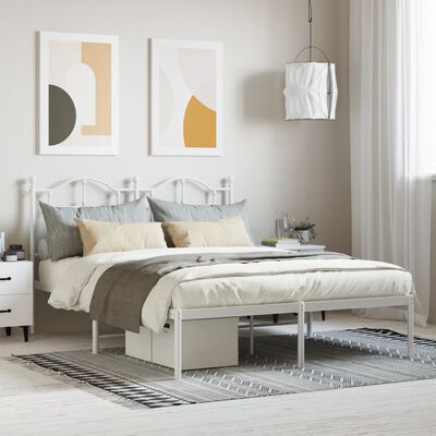 vidaXL Estructura de cama de metal con cabecero blanca 140x190 cm