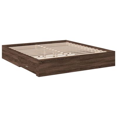 vidaXL Cama con cajones madera ingeniería marrón roble 180x200 cm