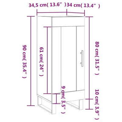 vidaXL Aparador madera de ingeniería roble ahumado 34,5x34x90 cm