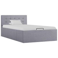 vidaXL Cama hidráulica con almacenaje y LED tela gris claro 90x200 cm