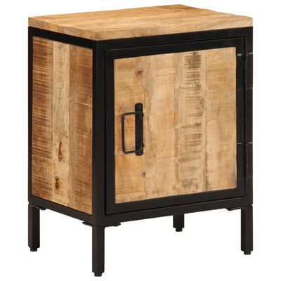 vidaXL Mesita de noche de madera maciza de mango rugosa 40x30x52,5 cm