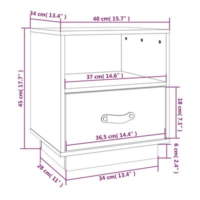 vidaXL Mesitas de noche 2 uds madera maciza de pino negro 40x34x45 cm