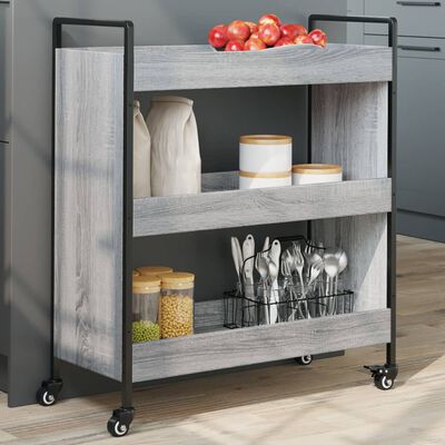 vidaXL Carrito de cocina madera de ingeniería gris Sonoma 70x30x82 cm