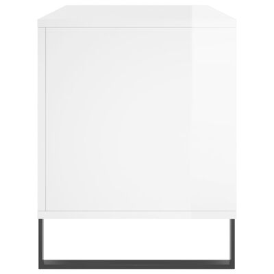 vidaXL Mueble discos madera contrachapada blanco brillo 100x38x48 cm