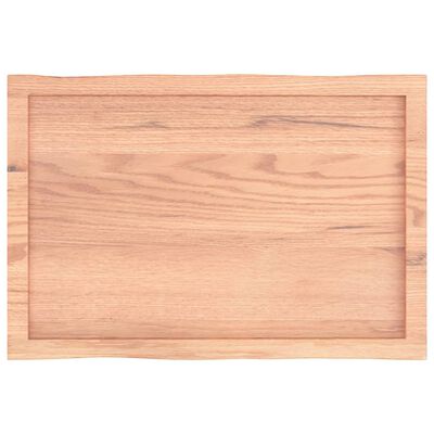 vidaXL Tablero mesa madera tratada borde natural marrón 80x50x(2-6) cm