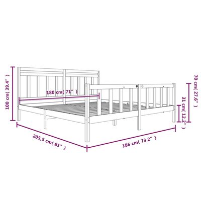 vidaXL Estructura de cama de madera maciza super king 180x200 cm