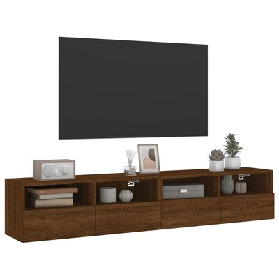 vidaXL Muebles de pared para TV 2 uds madera roble marrón 80x30x30 cm