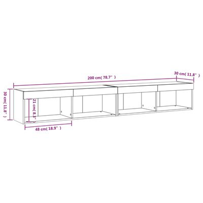 vidaXL Muebles de TV con luces LED 2 uds blanco 100x30x30 cm