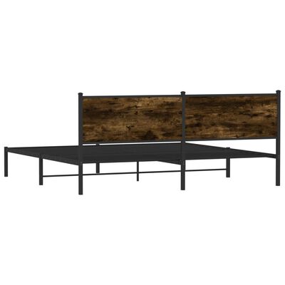 vidaXL Cama con cabecero y pie de cama metal marrón roble 137x190 cm