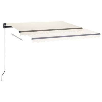 vidaXL Toldo manual retráctil con LED color crema 3,5x2,5 m