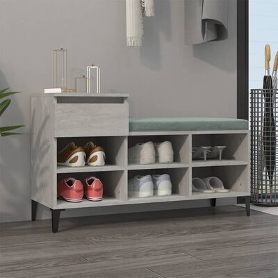 vidaXL Mueble zapatero madera contrachapada gris hormigón 102x36x60 cm