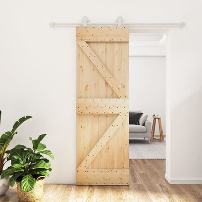 vidaXL Puerta corredera con herrajes madera maciza de pino 70x210 cm