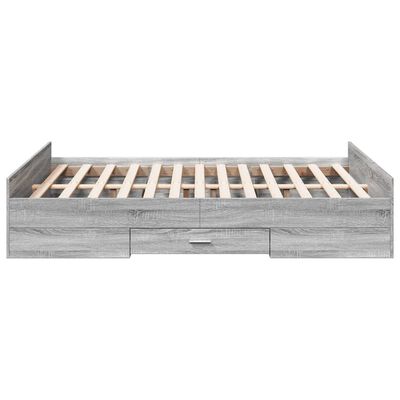 vidaXL Cama con cajones madera ingeniería gris Sonoma 120x200 cm