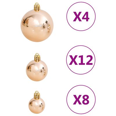 vidaXL Juego de bolas de Navidad 111 pzas poliestireno oro rosa