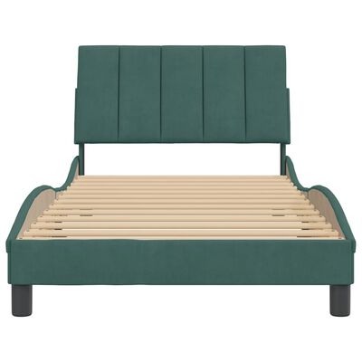 vidaXL Estructura cama sin colchón terciopelo verde oscuro 100x200 cm